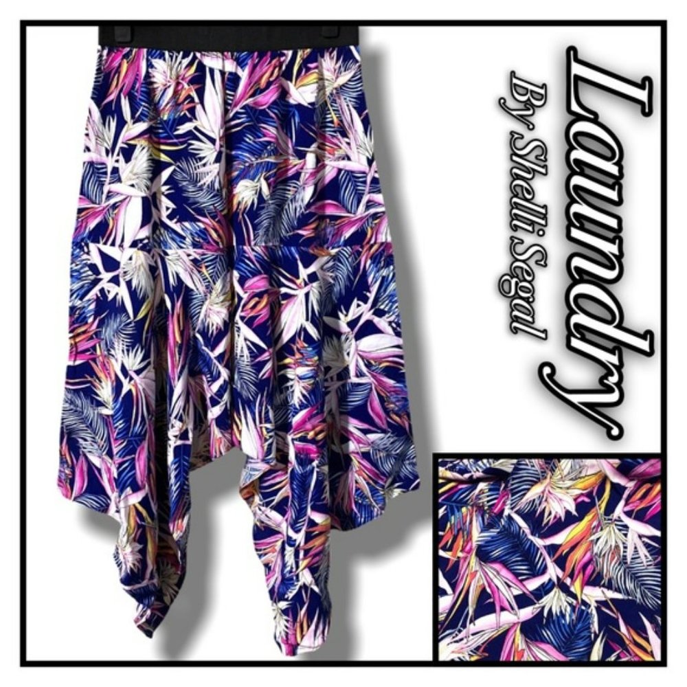 Laundry By Shelli Segal Tropical Birds of Paradise Handkerchief Skirt